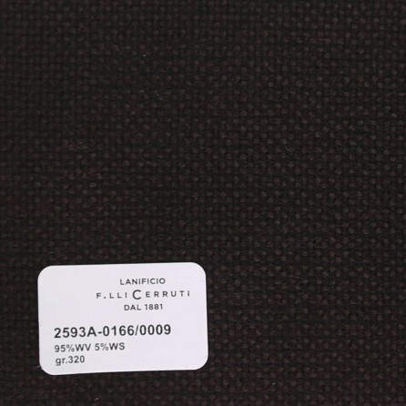 2593a-0166/0009 Cerruti Lanificio - Vải Suit 100% Wool - Đen Trơn